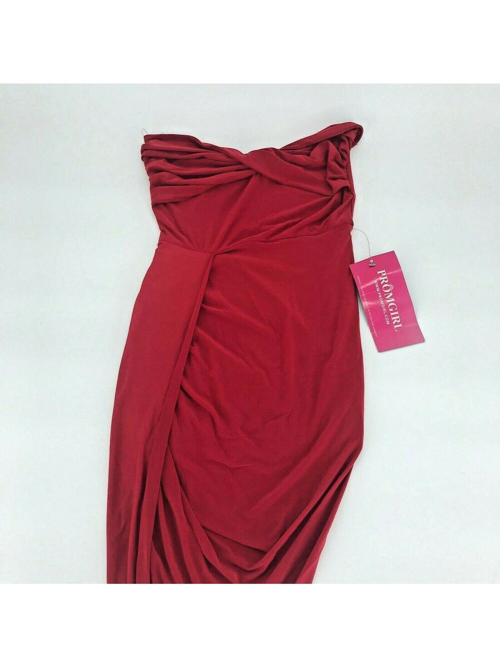 NWT Jane Womens Sheath Bodycon Dress Strapless Ruched Side Red Sz S